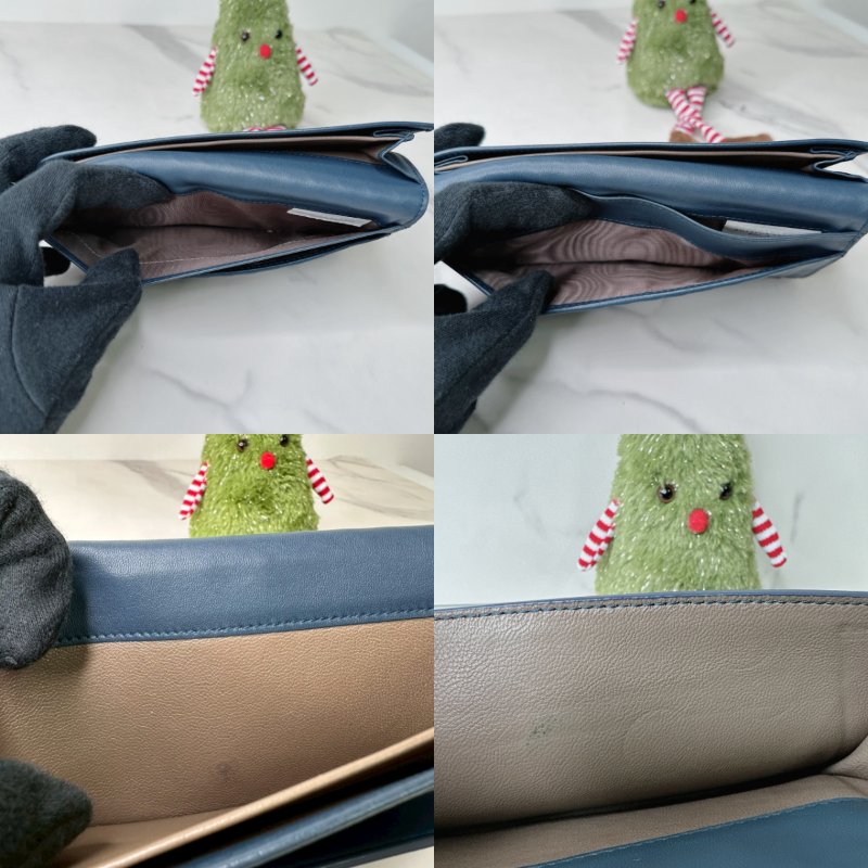 BV 藍色編織扣式長夾-7