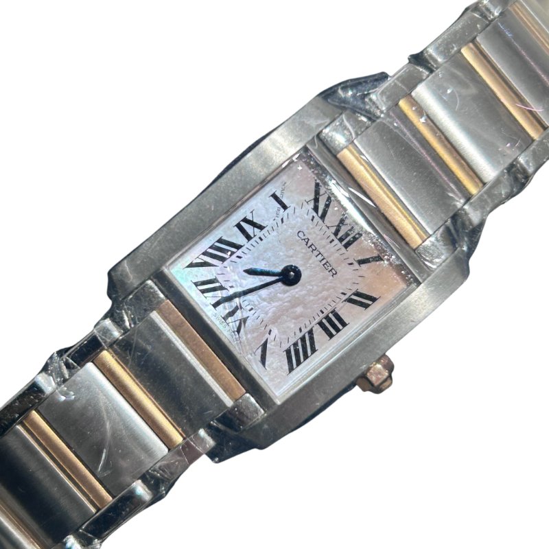 CARTIER TANK FRANÇAISE 女錶 不鏽鋼 × K18YG 黃K金 石英腕錶-0