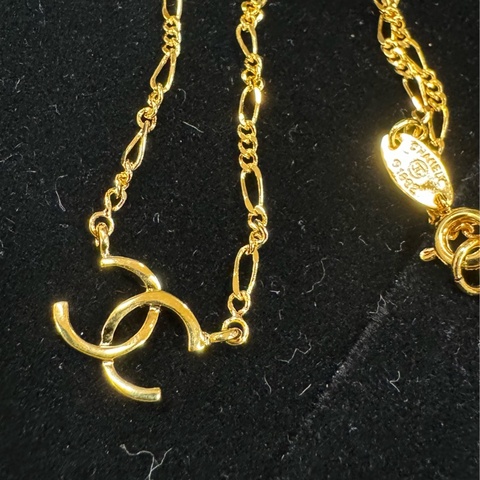 Chanel vintage 24k金 logo 鎖骨鏈 項鏈 項鍊 Jennie同款