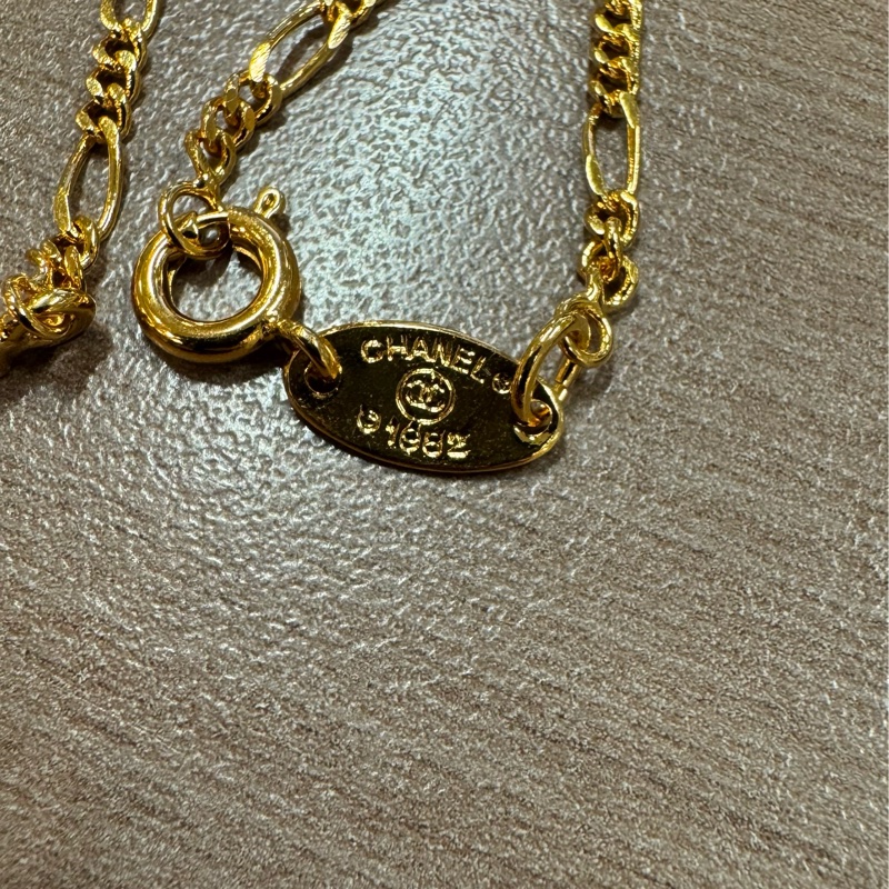 Chanel vintage 24k金 logo 鎖骨鏈 項鏈 項鍊 Jennie同款-3