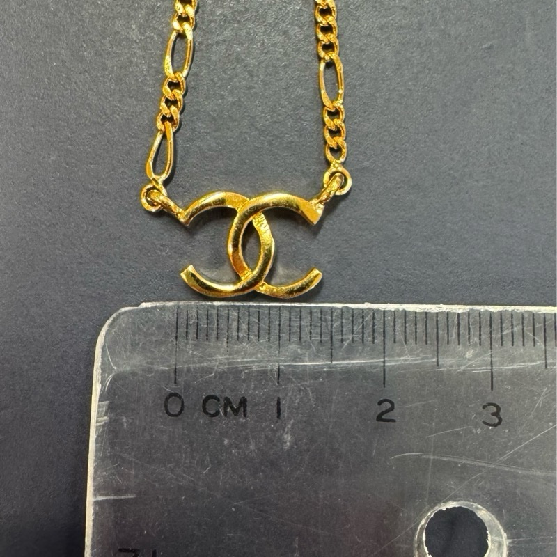 Chanel vintage 24k金 logo 鎖骨鏈 項鏈 項鍊 Jennie同款-6