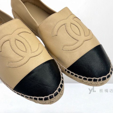 Y1996-CHANEL 米拚黑羊皮草編平底鞋G29762-5