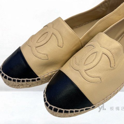 Y1996-CHANEL 米拚黑羊皮草編平底鞋G29762-6