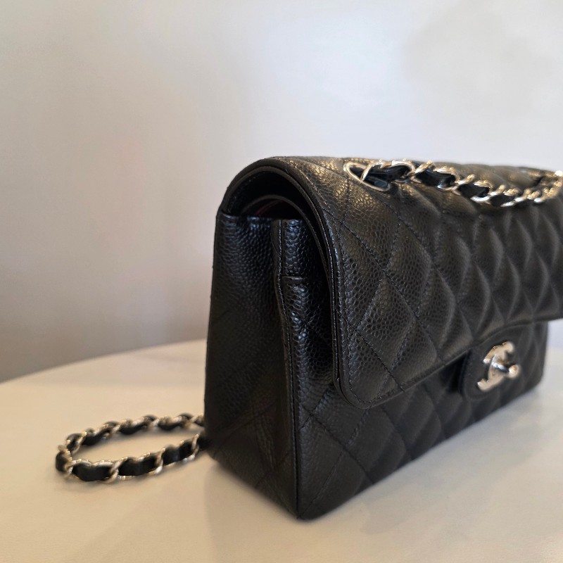[經典款品況新超甜價出🥰]Chanel黑荔枝菱格銀釦CoCo23肩斜背包-1
