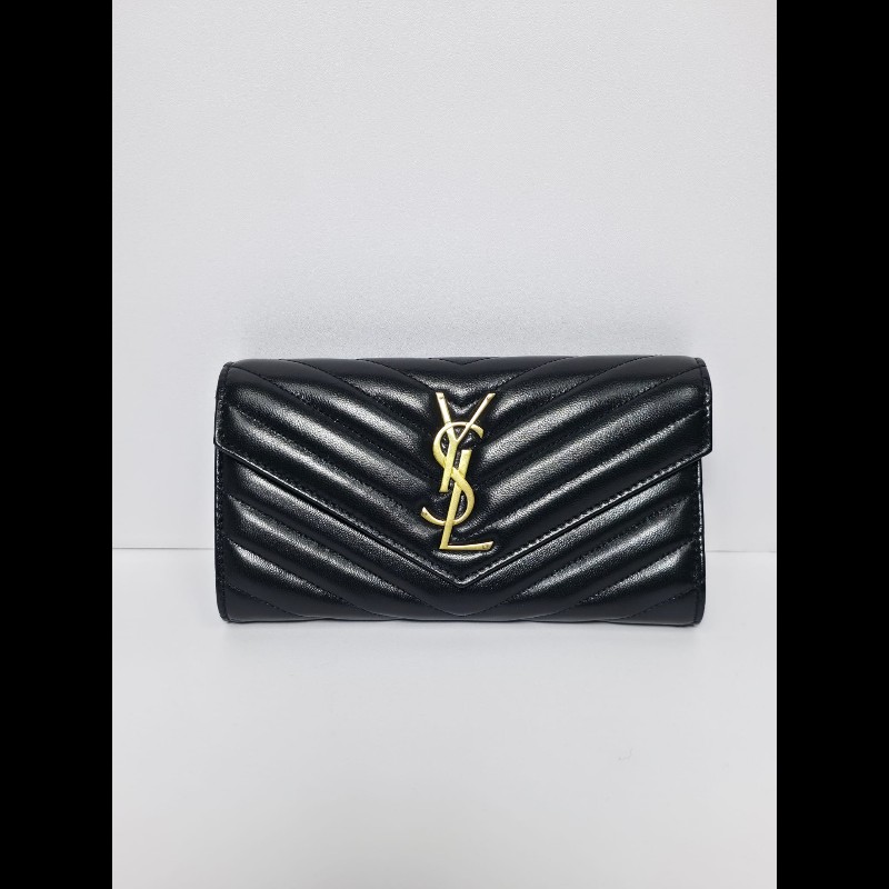 YSL 黑色Cassandre Large Wallet(未使用品)-1