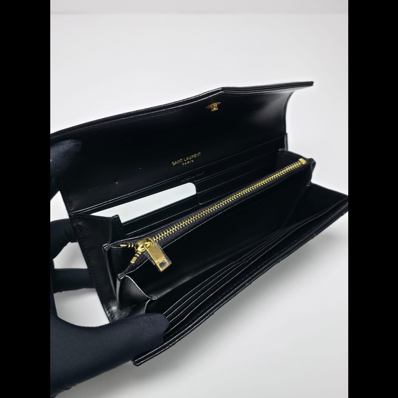 YSL 黑色Cassandre Large Wallet(未使用品)-12
