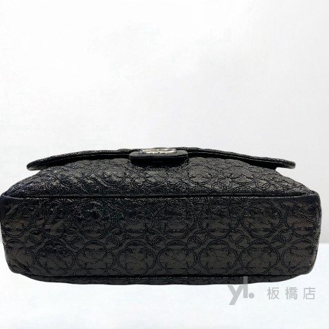 Y1997-Chanel 黑色漆亮皮山茶花下蓋銀釦coco-4