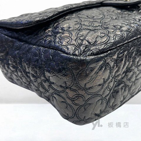 Y1997-Chanel 黑色漆亮皮山茶花下蓋銀釦coco-7