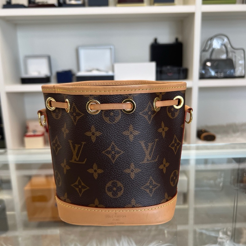 98新LV路易威登 Nano Noe經典老花塗層帆布肩背包芯片款小水桶包～尺寸13*10*16cm-3