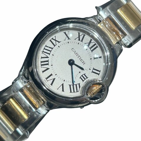CARTIER BALLON BLEU 女錶 不鏽鋼 × K18YG 黃K金 石英腕錶