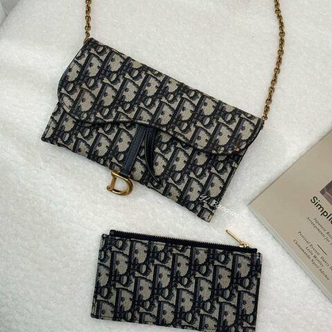 Y1998-Dior 藍緹花布復古金釦二合一Woc S5614CTZQM928