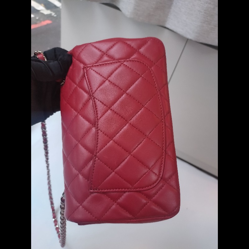 Chanel 銀鍊黃羊皮斜背口蓋包 CF 20-8