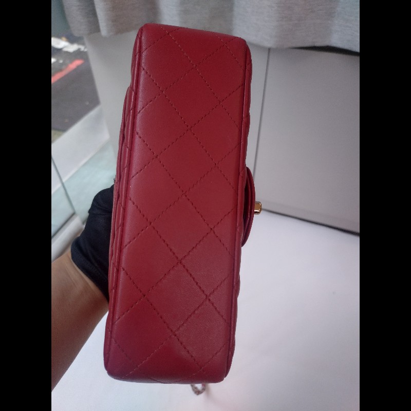 Chanel 銀鍊黃羊皮斜背口蓋包 CF 20-18