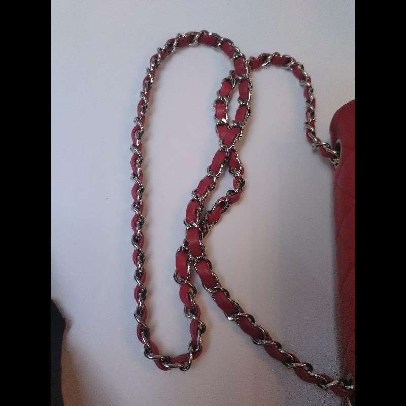 Chanel 銀鍊黃羊皮斜背口蓋包 CF 20-29