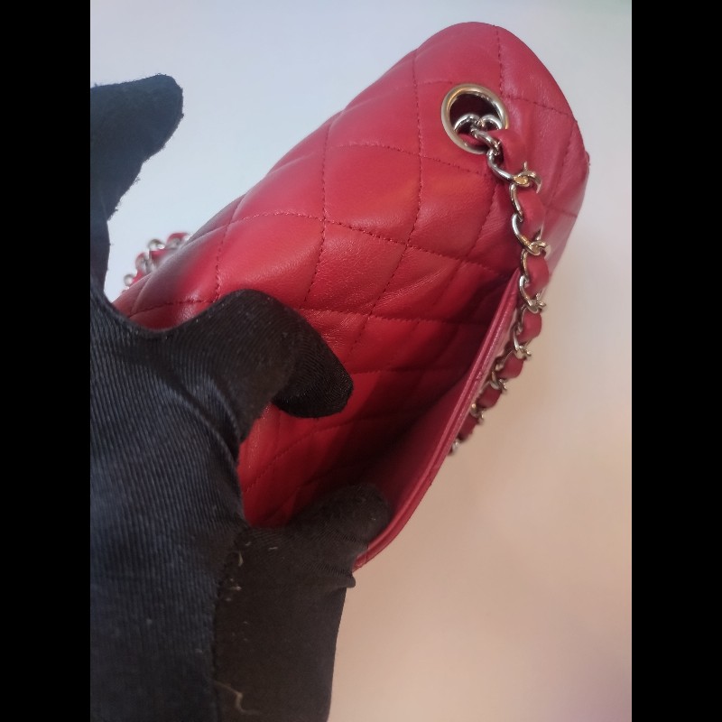 Chanel 銀鍊黃羊皮斜背口蓋包 CF 20-31