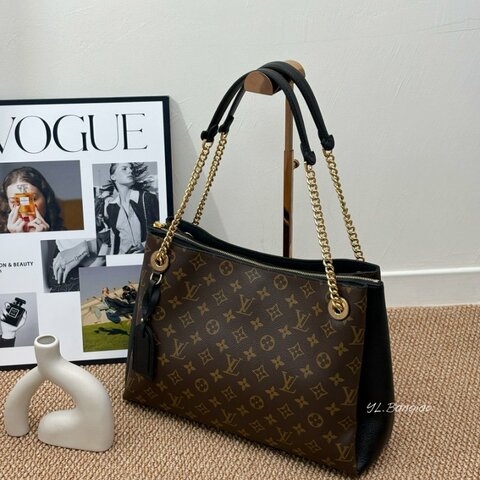 Y1999-LV SURENE MM原花拼黑牛皮肩背包M43772