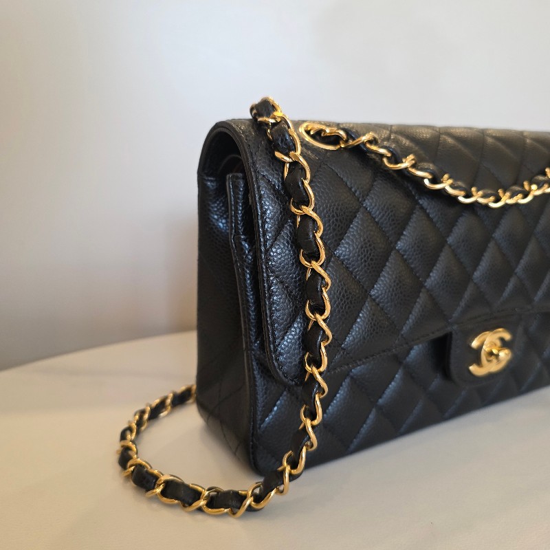 [現省10萬香奈兒經典黑金😍] Chanel 黑荔枝皮金釦CoCo25肩背口蓋包-1