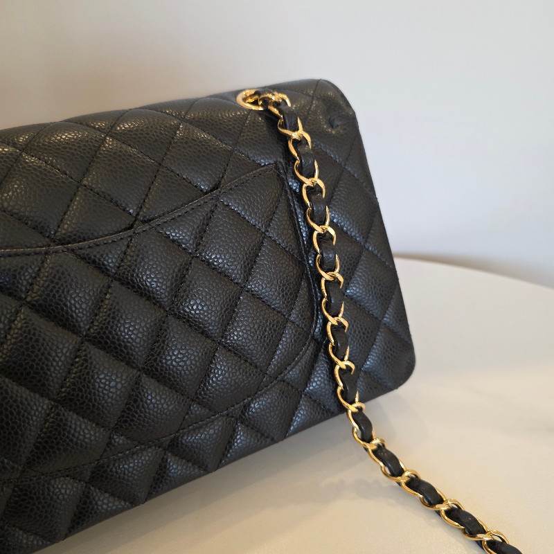 [現省10萬香奈兒經典黑金😍] Chanel 黑荔枝皮金釦CoCo25肩背口蓋包-4