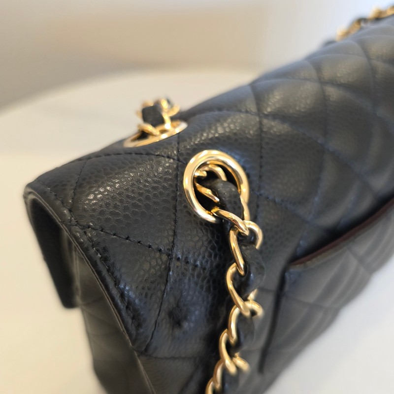 [現省10萬香奈兒經典黑金😍] Chanel 黑荔枝皮金釦CoCo25肩背口蓋包-5