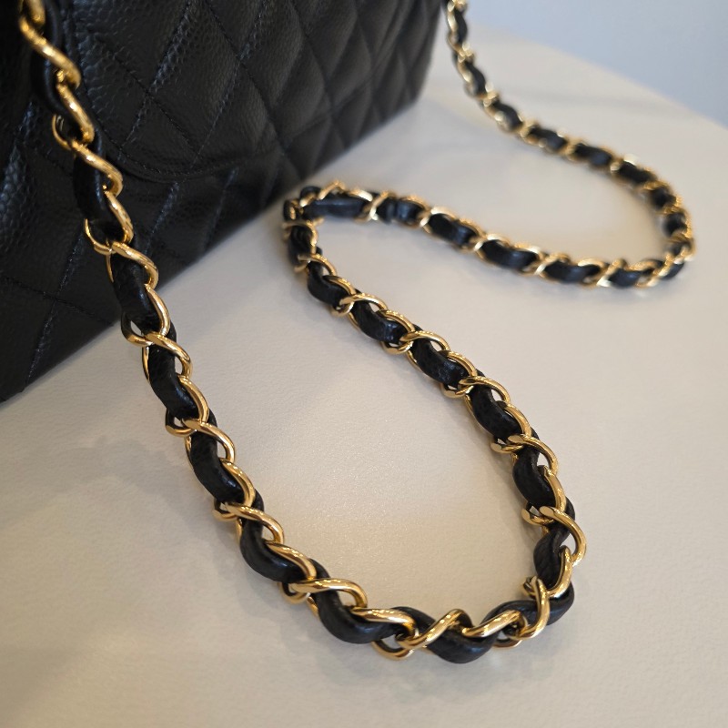 [現省10萬香奈兒經典黑金😍] Chanel 黑荔枝皮金釦CoCo25肩背口蓋包-6