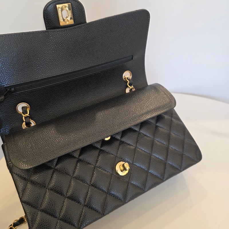 [現省10萬香奈兒經典黑金😍] Chanel 黑荔枝皮金釦CoCo25肩背口蓋包-10