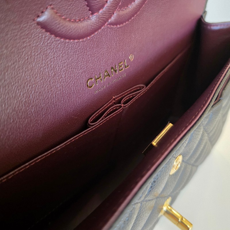 [現省10萬香奈兒經典黑金😍] Chanel 黑荔枝皮金釦CoCo25肩背口蓋包-13