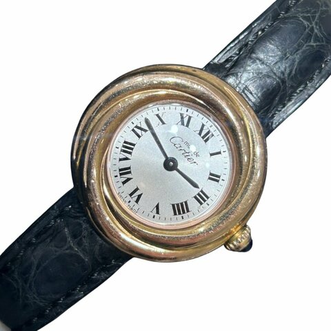 CARTIER MUST DE CARTIER VERMEIL 女錶 銀鍍K金 石英腕錶