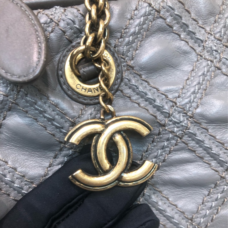 Chanel 灰色外縫線 鏈條 上肩 XA231-6