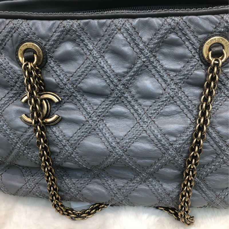 Chanel 灰色外縫線 鏈條 上肩 XA231-10