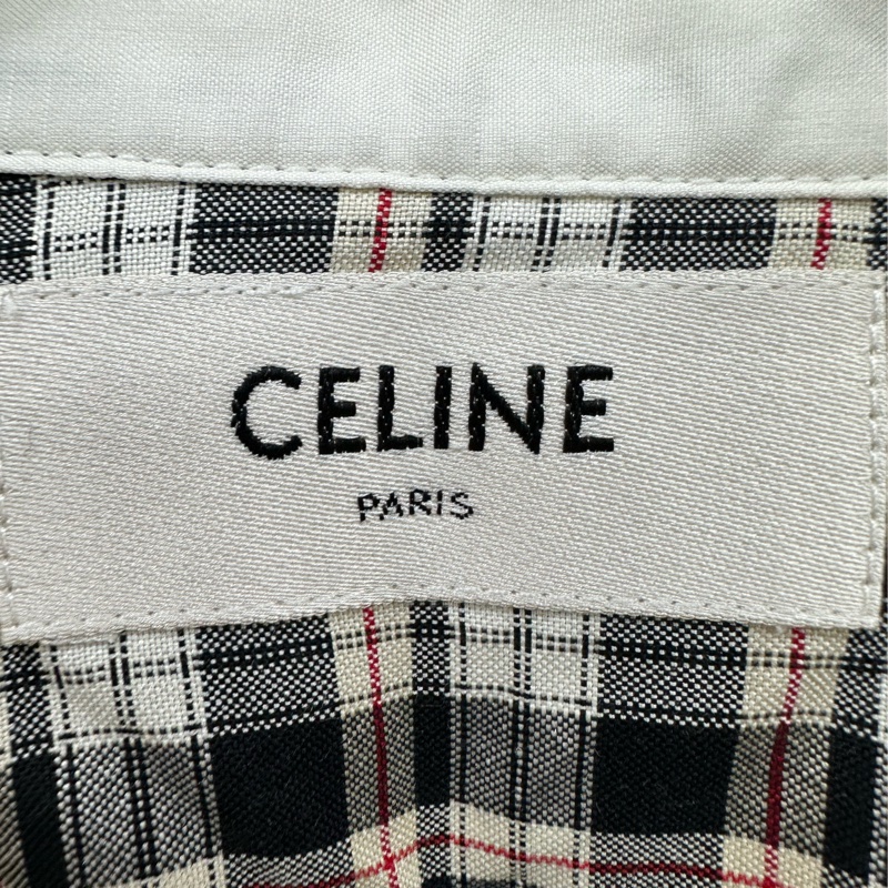 CELINE 格紋單排扣翻領短長袖襯衫 38 碼-2