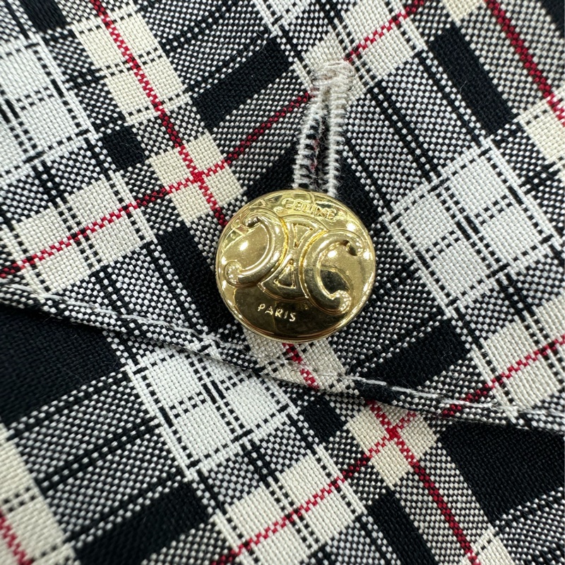 CELINE 格紋單排扣翻領短長袖襯衫 38 碼-4