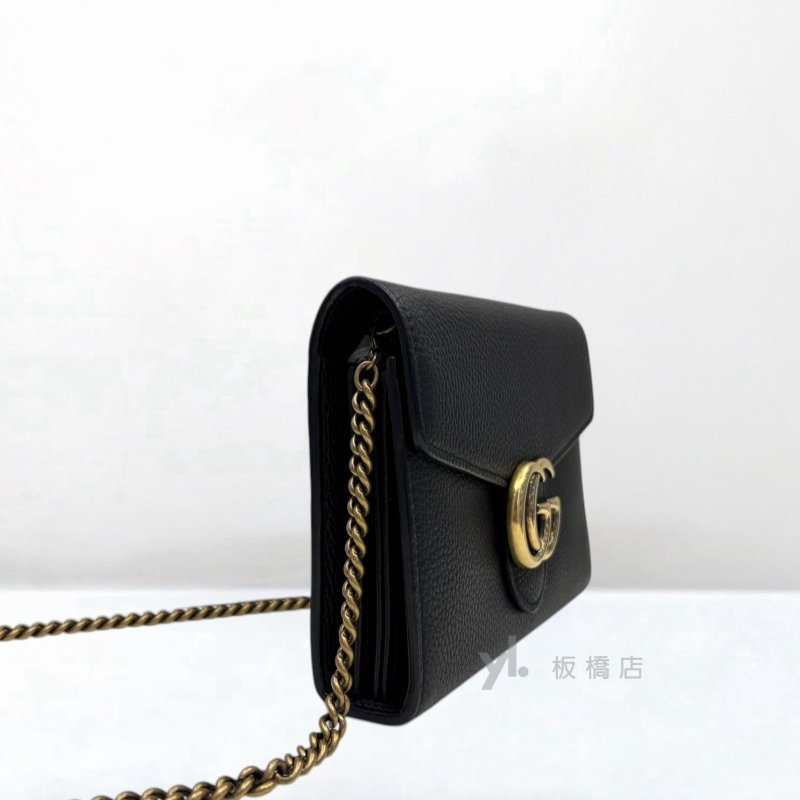Y2003-GUCCI GG Marmont 黑牛皮肩背包 401232-1