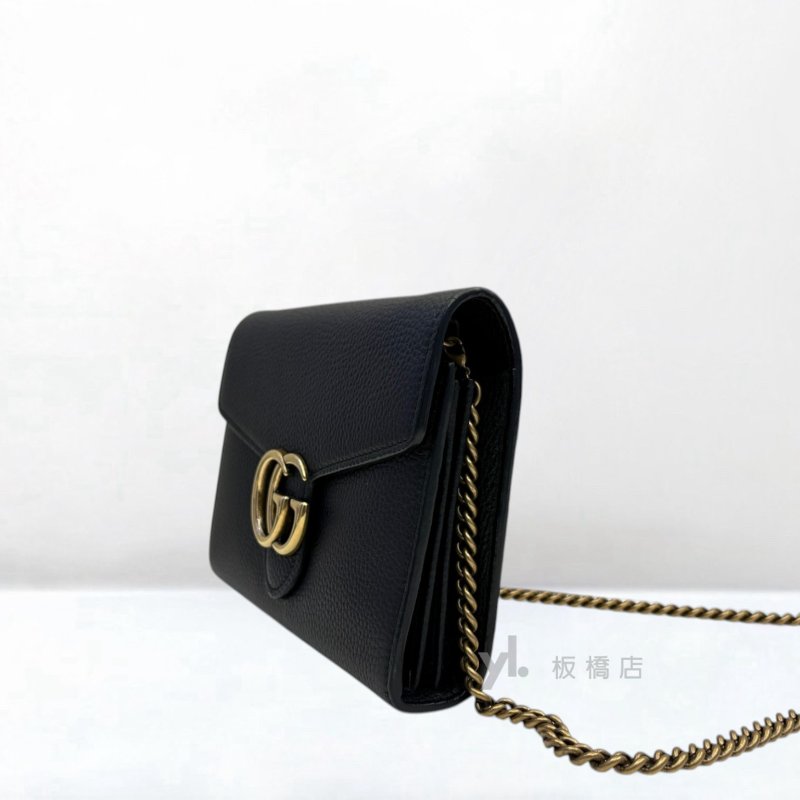 Y2003-GUCCI GG Marmont 黑牛皮肩背包 401232-2