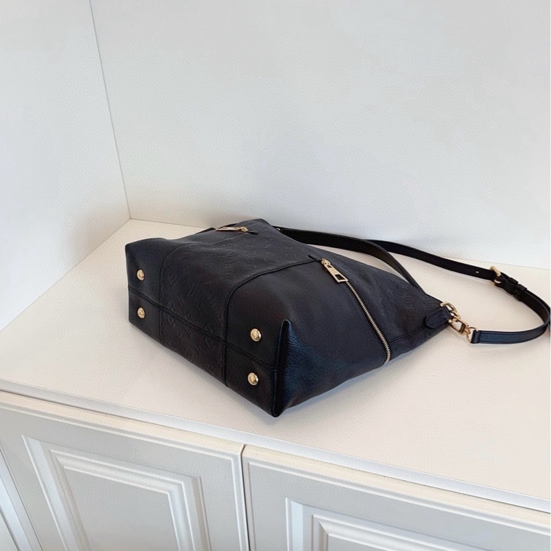 LV稀有黑金雙口袋機車Melie Hobo 全皮壓花 約30*32*12 長短肩帶 腋下/手提/斜挎-6