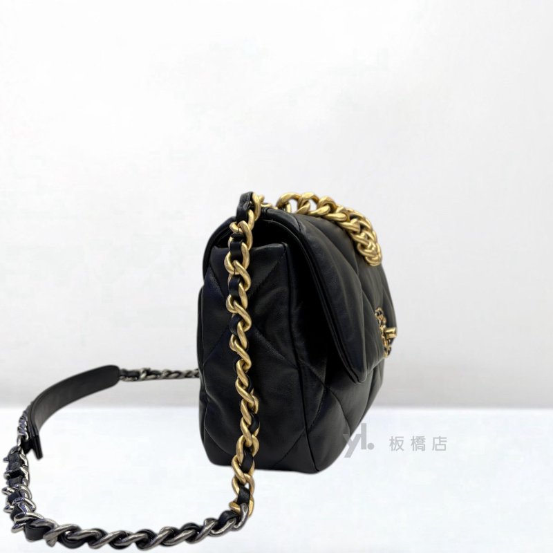Y2004-CHANEL包包 黑羊皮金釦19包26CM AS1160-2