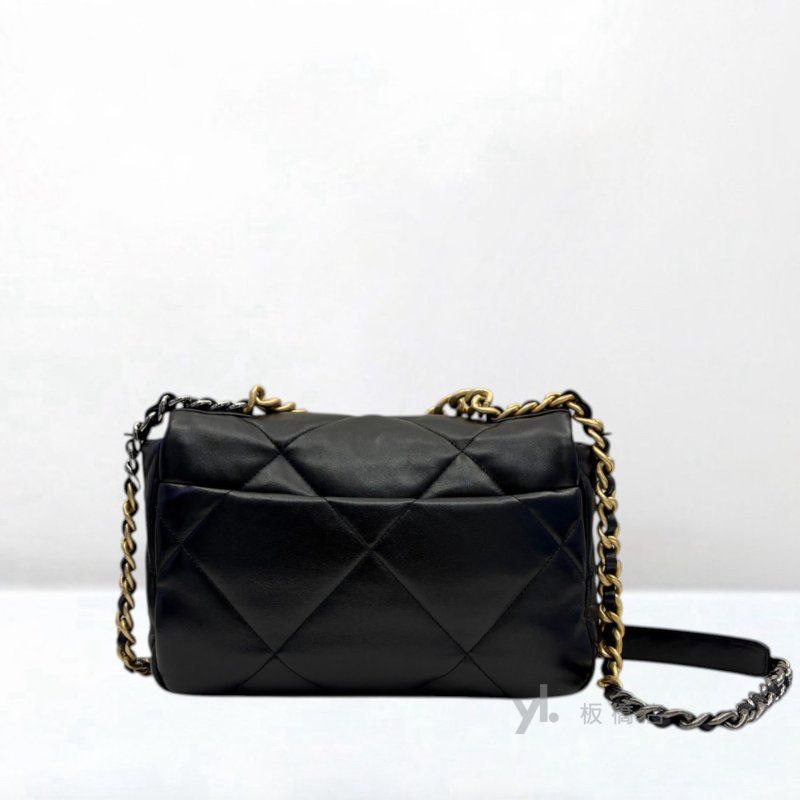 Y2004-CHANEL包包 黑羊皮金釦19包26CM AS1160-3