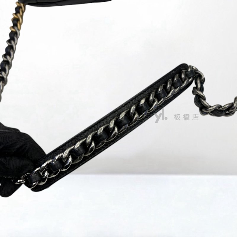 Y2004-CHANEL包包 黑羊皮金釦19包26CM AS1160-7