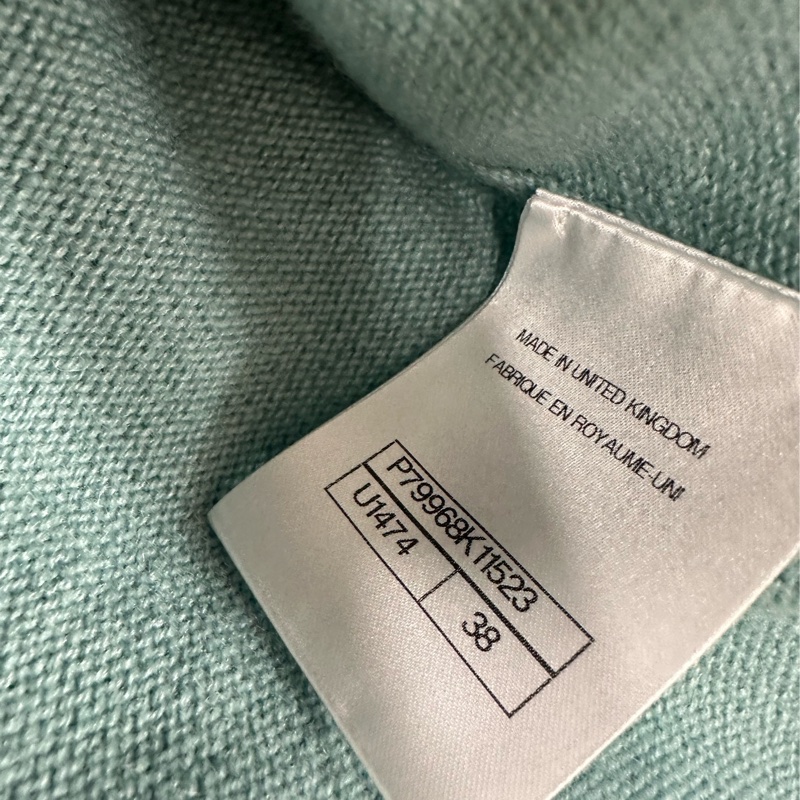 Chanel 香奈兒 25a 香奈兒羊絨撞色藍掛脖抹胸上衣 38碼-2