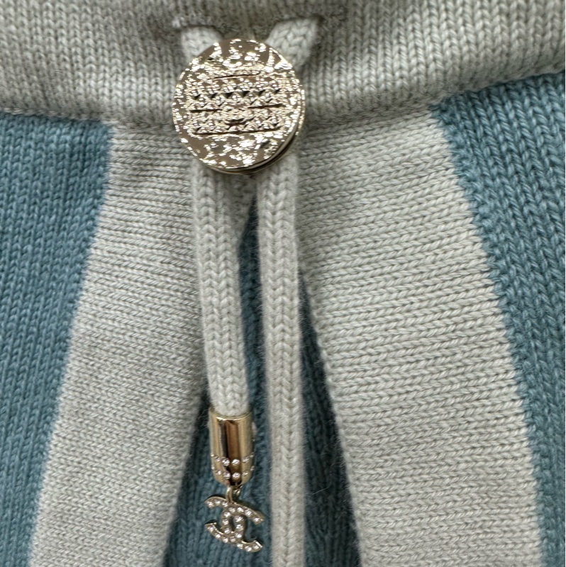 Chanel 香奈兒 25a 香奈兒羊絨撞色藍掛脖抹胸上衣 38碼-4