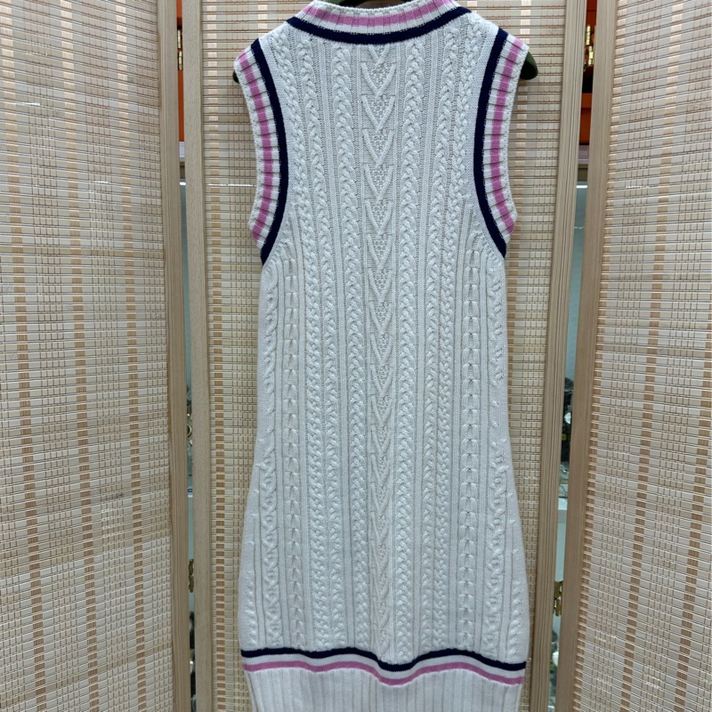Chanel香奈兒23P學院風針織洋裝 34碼 黑粉撞色邊 無袖設計-1