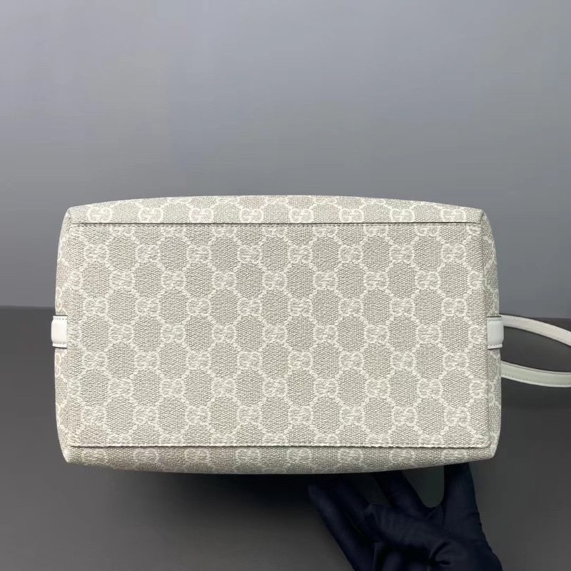 Gucci emblem 燕麥色經典老花發財水桶包25*14.5  98新配件肩帶塵袋-7