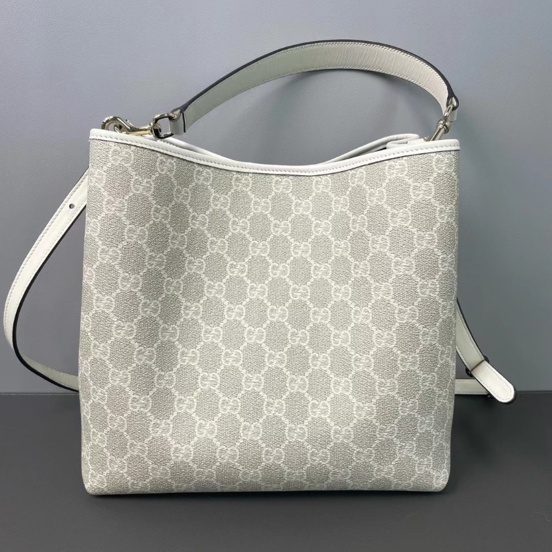 Gucci emblem 燕麥色經典老花發財水桶包25*14.5  98新配件肩帶塵袋-9