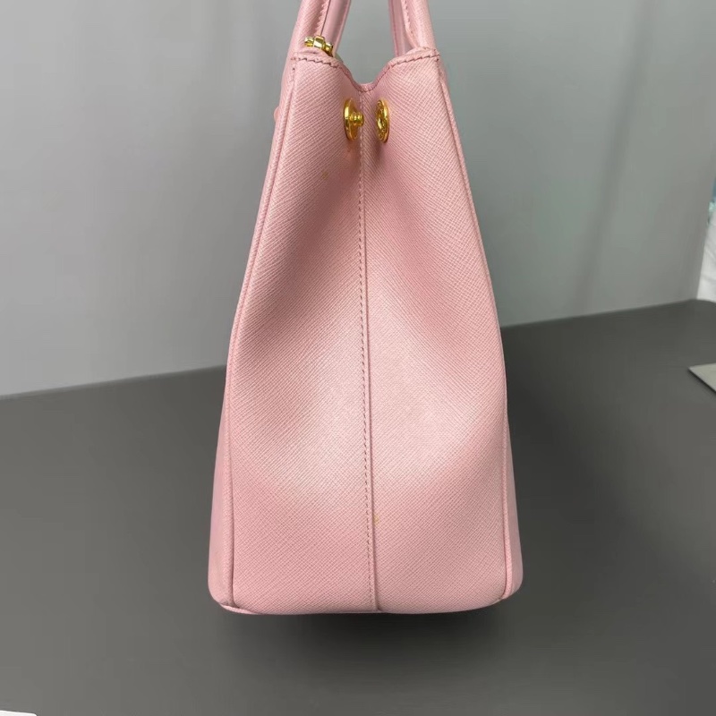 Prada 新款 經典Galleria皮革殺手包 櫻花粉手提包斜背包32*23*12  98新肩帶塵袋購證保卡-3