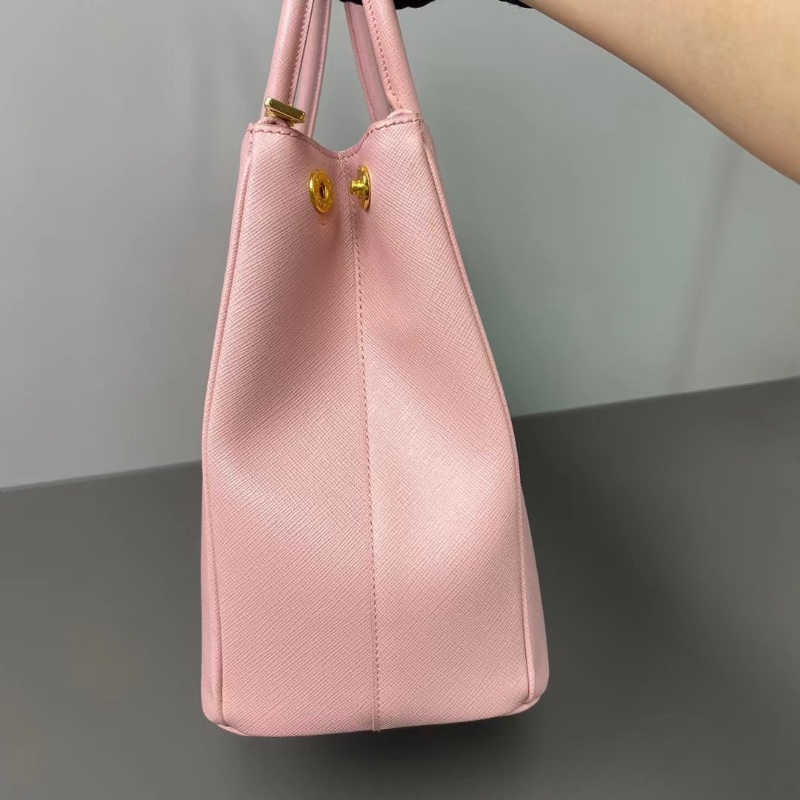 Prada 新款 經典Galleria皮革殺手包 櫻花粉手提包斜背包32*23*12  98新肩帶塵袋購證保卡-4