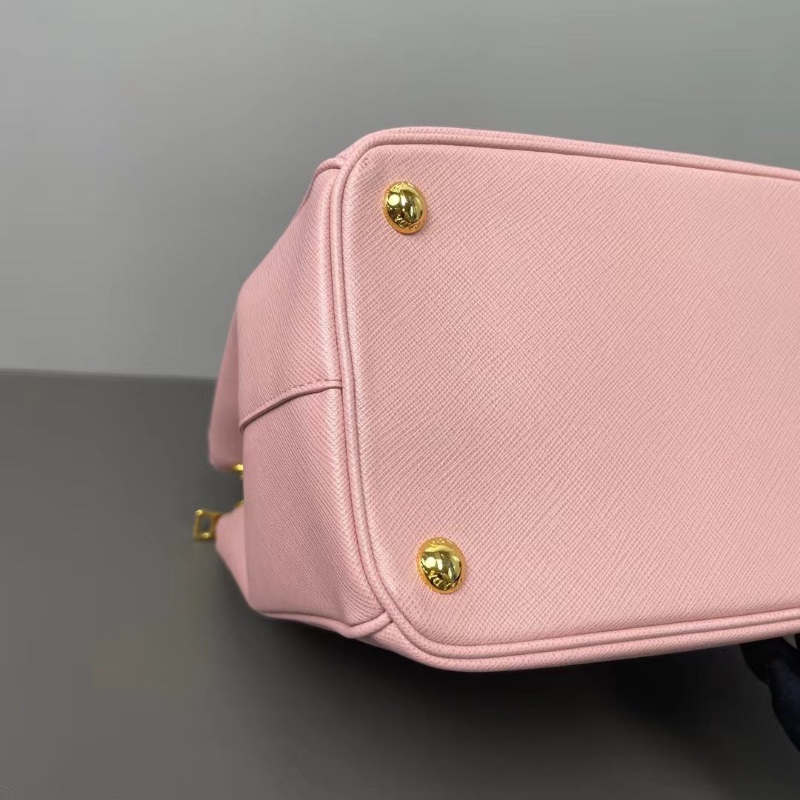 Prada 新款 經典Galleria皮革殺手包 櫻花粉手提包斜背包32*23*12  98新肩帶塵袋購證保卡-5