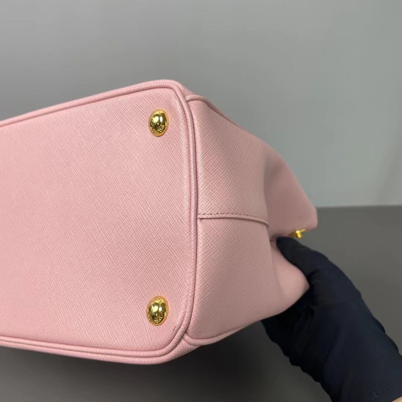 Prada 新款 經典Galleria皮革殺手包 櫻花粉手提包斜背包32*23*12  98新肩帶塵袋購證保卡-6