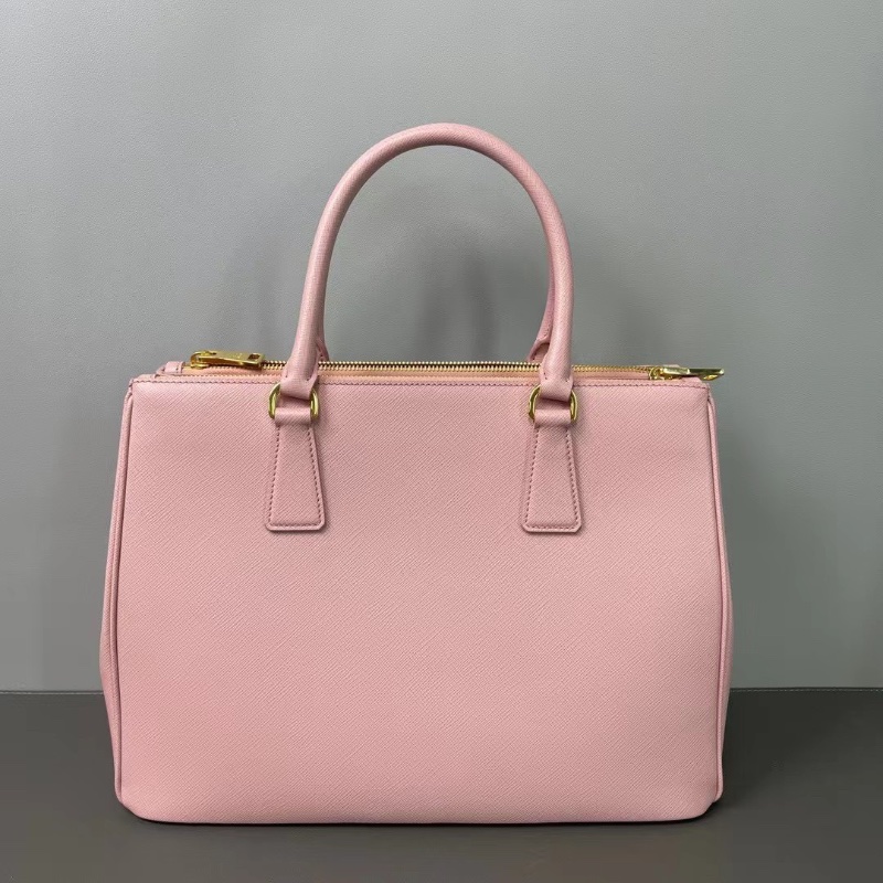 Prada 新款 經典Galleria皮革殺手包 櫻花粉手提包斜背包32*23*12  98新肩帶塵袋購證保卡-8