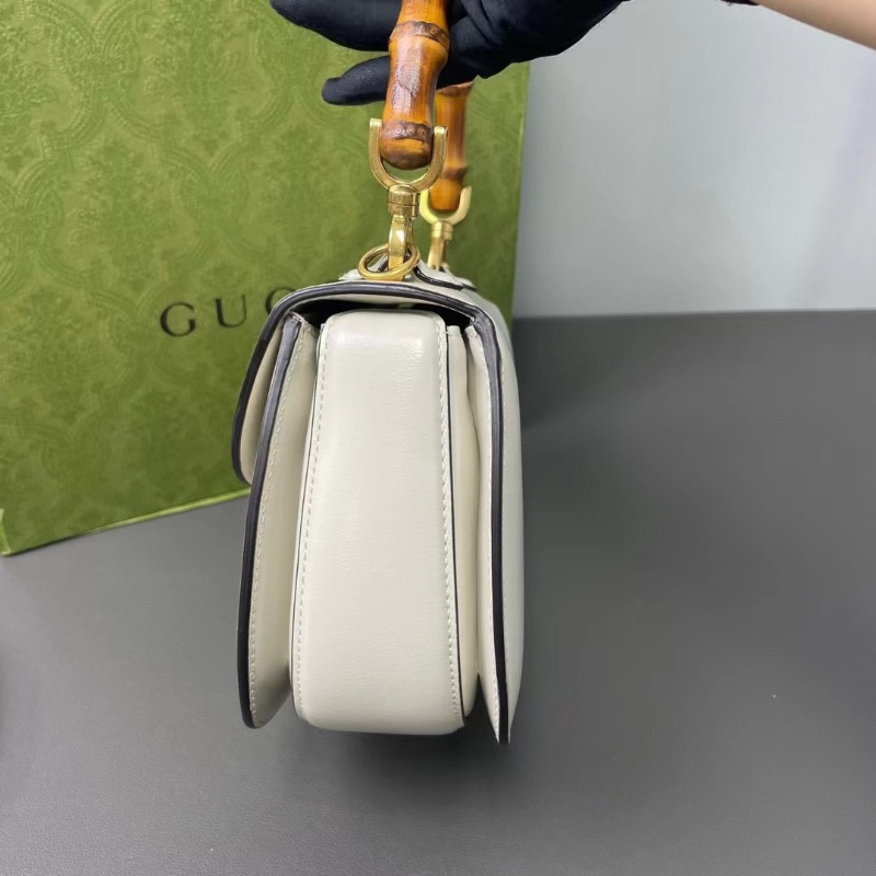 gucci白色Bamboo mini1947竹節馬鞍包手提包肩背包21*12*7.5  98新配件塵袋 盒子-5