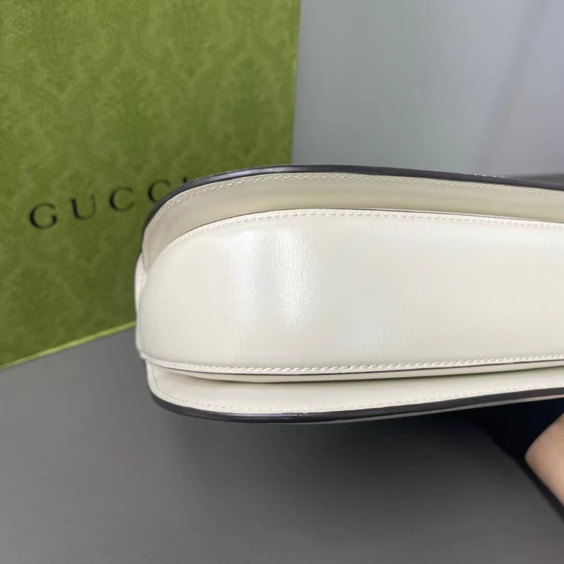 gucci白色Bamboo mini1947竹節馬鞍包手提包肩背包21*12*7.5  98新配件塵袋 盒子-7