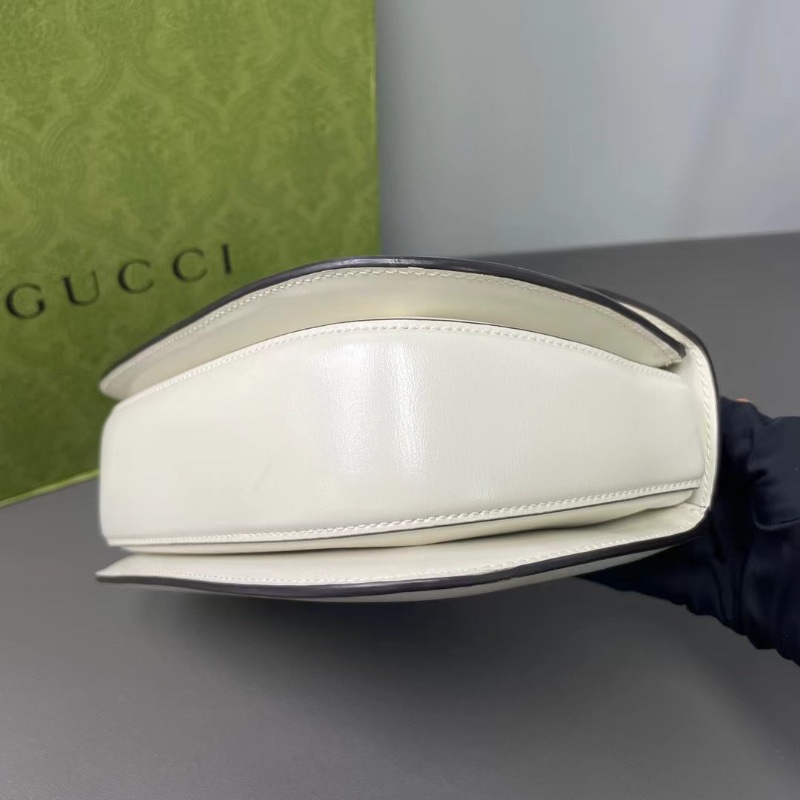 gucci白色Bamboo mini1947竹節馬鞍包手提包肩背包21*12*7.5  98新配件塵袋 盒子-8